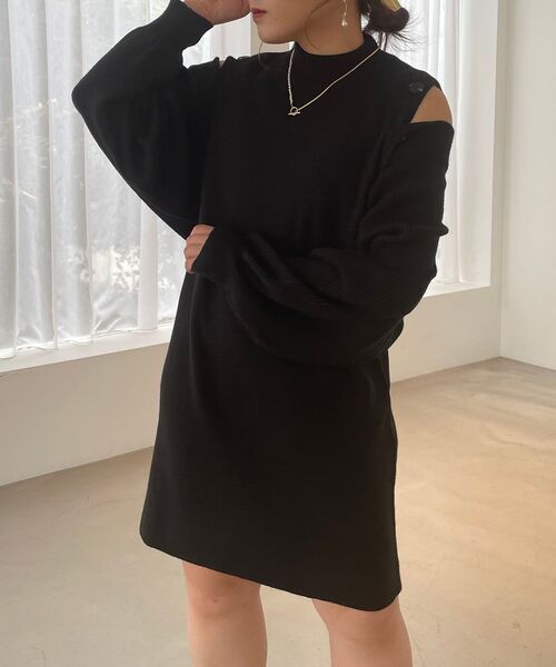 MAJESTIC LEGON（マジェスティックレゴン）の「ボレロセットニットワンピース（ワンピース・レディース・アイボリー/ブラック/モカ・MEDIUM）」の3枚目の写真