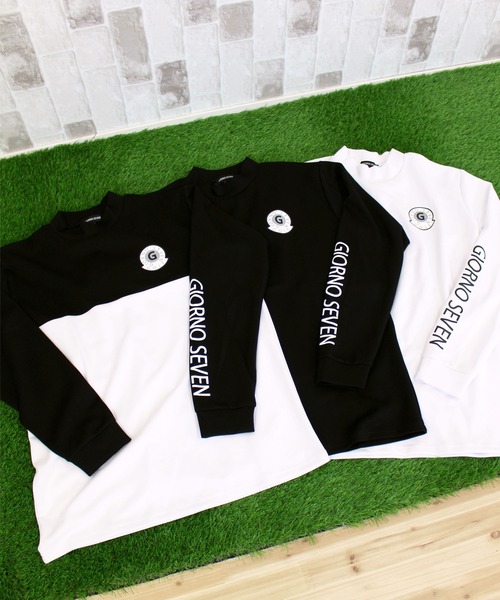 GIORNO SEVEN（ジョルノセブン）の「ゴルフ ロゴプリントモックネックシャツ ゴルフウェア 長袖 メンズ ポロシャツ（ゴルフグッズ・メンズ・ブラック×ホワイト/ブラック/ホワイト/ネイビー/ホワイト×ネイビー・M/L/XL/XXL）」の16枚目の写真