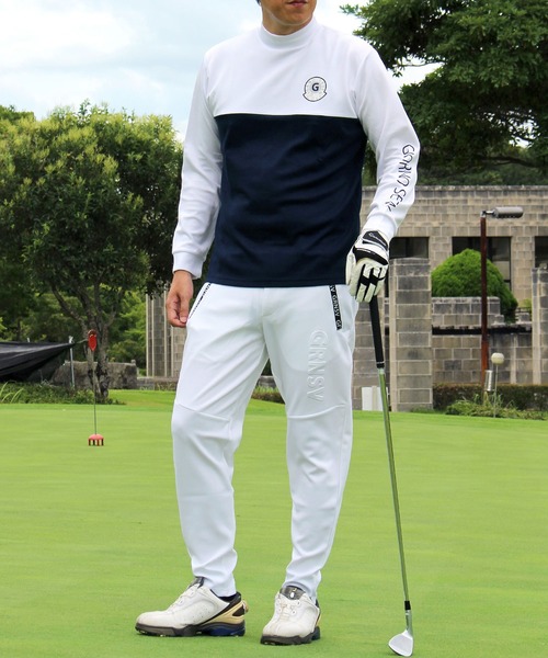 セール】ゴルフ ロゴプリントモックネックシャツ ゴルフウェア 長袖
