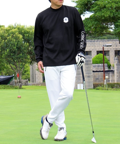 GIORNO SEVEN（ジョルノセブン）の「ゴルフ ロゴプリントモックネックシャツ ゴルフウェア 長袖 メンズ ポロシャツ（ゴルフグッズ・メンズ・ブラック×ホワイト/ブラック/ホワイト/ネイビー/ホワイト×ネイビー・M/L/XL/XXL）」の8枚目の写真