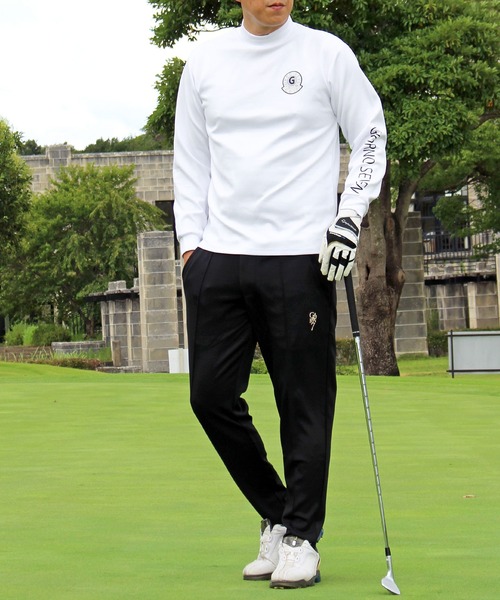 セール】ゴルフ ロゴプリントモックネックシャツ ゴルフウェア 長袖