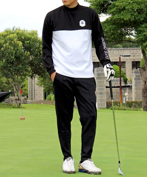 GIORNO SEVEN（ジョルノセブン）の「ゴルフ ロゴプリントモックネックシャツ ゴルフウェア 長袖 メンズ ポロシャツ（ゴルフグッズ・メンズ・ブラック×ホワイト/ブラック/ホワイト/ネイビー/ホワイト×ネイビー・M/L/XL/XXL）」の10枚目の写真