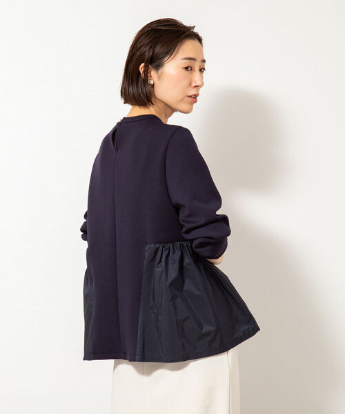 NOLLEY’S（ノーリーズ）の「ダンボール×タフタギャザープルオーバーカットソー（Tシャツ/カットソー・レディース・ネイビー/ホワイト・FREE）」の2枚目の写真