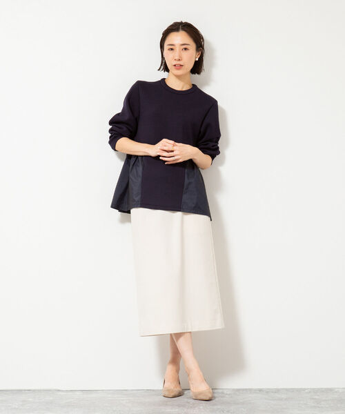 NOLLEY’S（ノーリーズ）の「ダンボール×タフタギャザープルオーバーカットソー（Tシャツ/カットソー・レディース・ネイビー/ホワイト・FREE）」の3枚目の写真