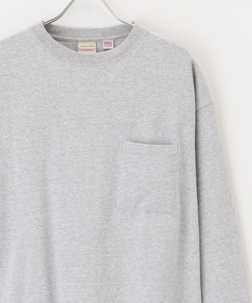 Goodwear(グッドウェア)の「ポケット付き ビッグシルエット 袖リブロングスリーブTシャツ(Tシャツ/カットソー・メンズ・ホワイト/グレー/ブルーグレー/ブラック・L/M/XL)」の3枚目の写真