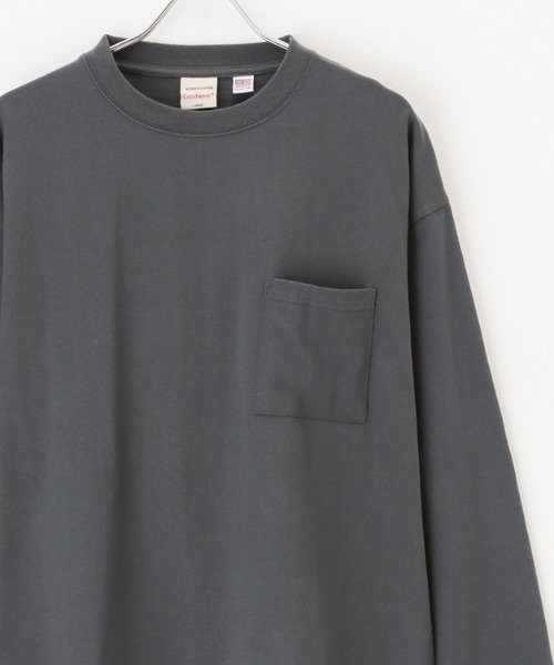 Goodwear(グッドウェア)の「ポケット付き ビッグシルエット 袖リブロングスリーブTシャツ(Tシャツ/カットソー・メンズ・ホワイト/グレー/ブルーグレー/ブラック・L/M/XL)」の4枚目の写真