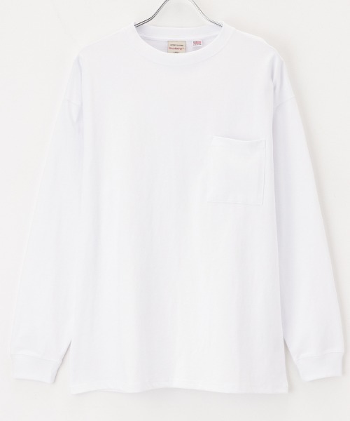Goodwear(グッドウェア)の「ポケット付き ビッグシルエット 袖リブロングスリーブTシャツ(Tシャツ/カットソー・メンズ・ホワイト/グレー/ブルーグレー/ブラック・L/M/XL)」の6枚目の写真