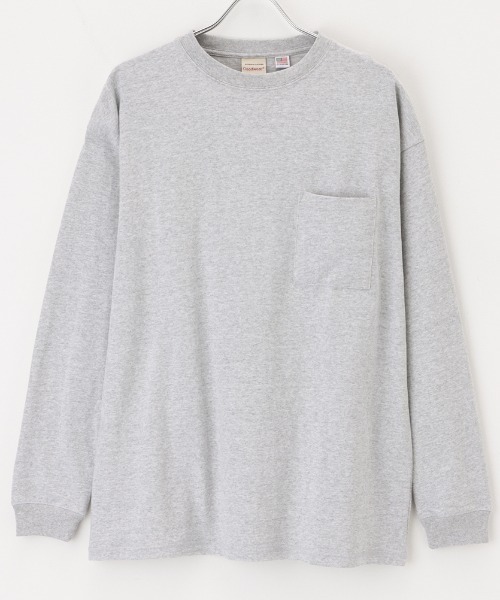Goodwear(グッドウェア)の「ポケット付き ビッグシルエット 袖リブロングスリーブTシャツ(Tシャツ/カットソー・メンズ・ホワイト/グレー/ブルーグレー/ブラック・L/M/XL)」の8枚目の写真