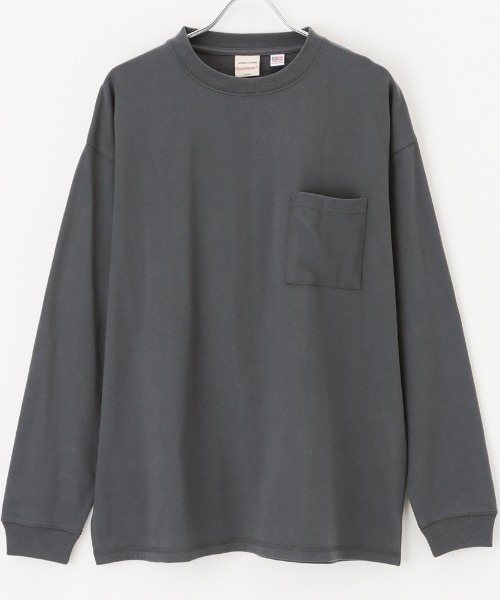 Goodwear(グッドウェア)の「ポケット付き ビッグシルエット 袖リブロングスリーブTシャツ(Tシャツ/カットソー・メンズ・ホワイト/グレー/ブルーグレー/ブラック・L/M/XL)」の5枚目の写真