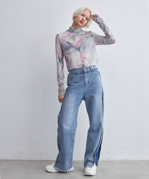 casane（カサネ）の「マーブルペイントメロートップス（その他トップス・レディース・ブラック/グレー/アイボリー/ブルー/グリーン/ピンク・FREE）」の9枚目の写真