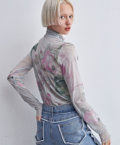 casane（カサネ）の「マーブルペイントメロートップス（その他トップス・レディース・ブラック/グレー/アイボリー/ブルー/グリーン/ピンク・FREE）」の11枚目の写真