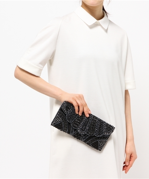 ROSE BUD（ローズバッド）の「(SJK BAGS)PUBT1019 BEADS CLUTCH[結婚式＆パーティー]（クラッチバッグ・レディース・ブラック/グレー/ゴールド・ONE SIZE）」の8枚目の写真