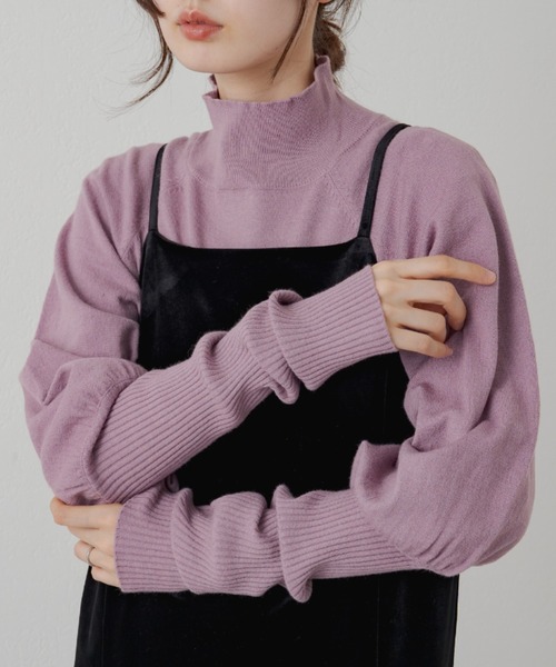 Kastane(カスタネ)の「【新色追加】ロングリブハイネックニット(ニット/セーター・レディース・グリーン/アイボリー/ブルー/ベージュ/パープル・FREE)」の1枚目の写真