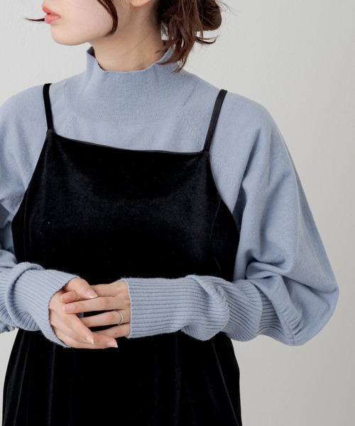 Kastane(カスタネ)の「【新色追加】ロングリブハイネックニット(ニット/セーター・レディース・グリーン/アイボリー/ブルー/ベージュ/パープル・FREE)」の5枚目の写真