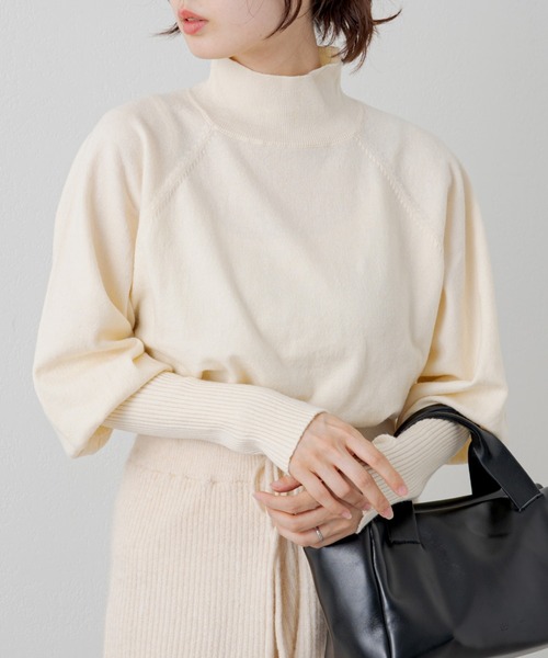 Kastane(カスタネ)の「【新色追加】ロングリブハイネックニット(ニット/セーター・レディース・グリーン/アイボリー/ブルー/ベージュ/パープル・FREE)」の2枚目の写真