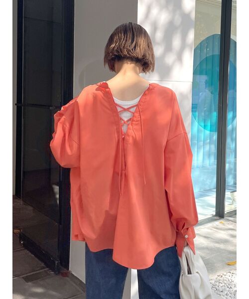 Ungrid(アングリッド)の「レースアップ2wayデザインシャツ(シャツ/ブラウス・レディース・ブラック/オフホワイト/オレンジ・FREE)」の14枚目の写真