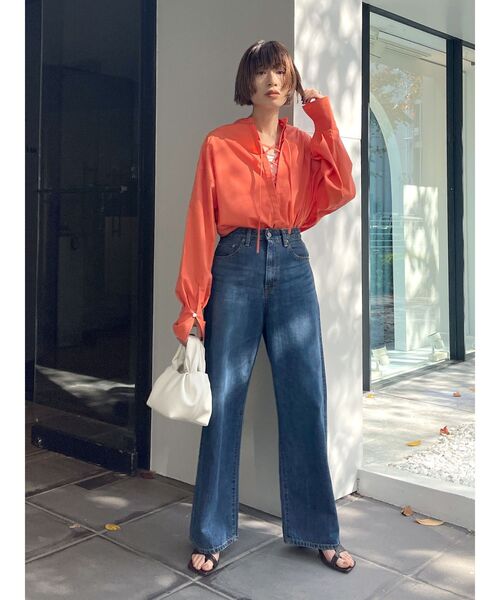 Ungrid(アングリッド)の「レースアップ2wayデザインシャツ(シャツ/ブラウス・レディース・ブラック/オフホワイト/オレンジ・FREE)」の18枚目の写真