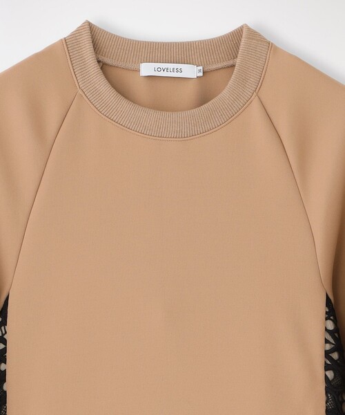 LOVELESS(ラブレス)の「ポンチレースコンビプルオーバー(スウェット・レディース・ベージュ系その他/ブラック/グリーン系その他5・36)」の5枚目の写真