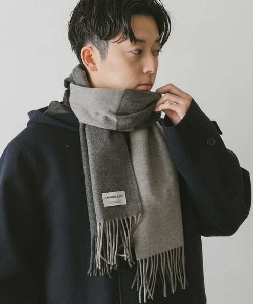 URBAN RESEARCH DOORS（アーバンリサーチドアーズ）の「カシミヤブレンド パネルマフラー（マフラー・メンズ・ブラウン/カーキ/ブルー/チャコールグレー・-）」の7枚目の写真