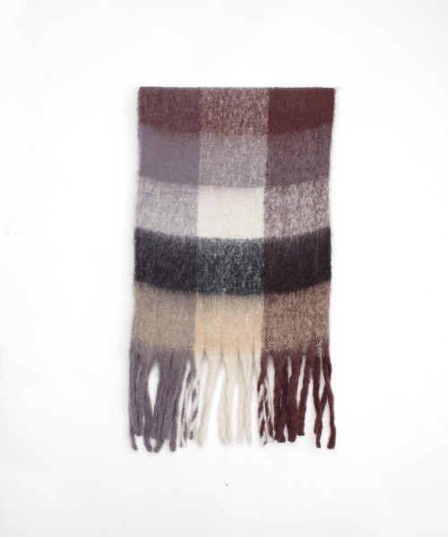 shopnikoniko(ショップニコニコ)の「マフラー チェック柄 大判 韓国ファッション フリンジ ボリュームマフラー ロングマフラー(マフラー・レディース・ワイン/ブルー/オレンジ/ブラウン/グリーン/ピンク・フリー)」の19枚目の写真