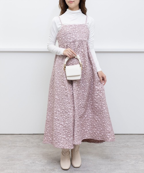 clear（クリア）の「ふくれJQロングキャミワンピース（ワンピース・レディース・ブラック/ベージュ/ピンク・F）」の3枚目の写真