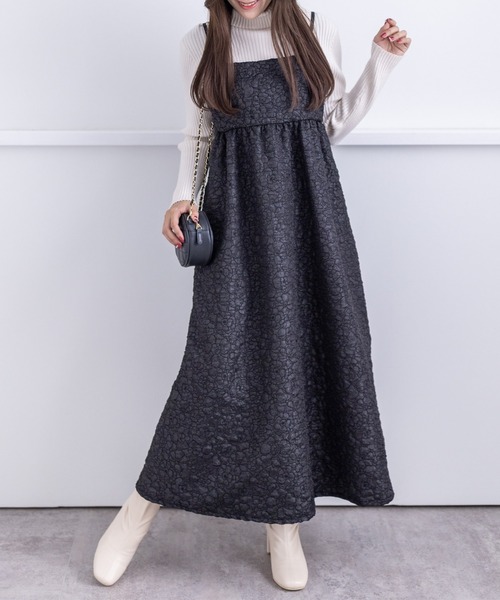 clear（クリア）の「ふくれJQロングキャミワンピース（ワンピース・レディース・ブラック/ベージュ/ピンク・F）」の2枚目の写真