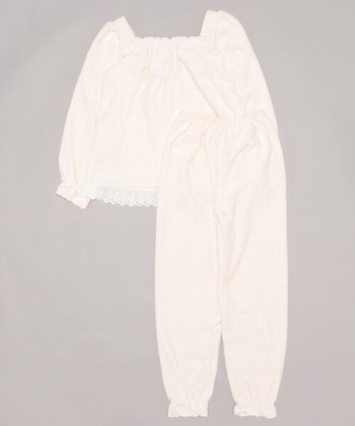 Amains（アメイン）の「スクエアネックマイクロフリースパジャマ（ルームウェア/パジャマ・レディース・ホワイト/ブルー/ピンク・M）」の6枚目の写真