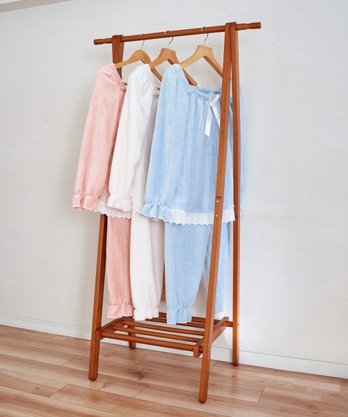 Amains（アメイン）の「スクエアネックマイクロフリースパジャマ（ルームウェア/パジャマ・レディース・ホワイト/ブルー/ピンク・M）」の5枚目の写真