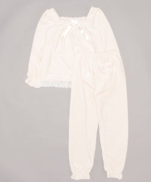 Amains（アメイン）の「スクエアネックマイクロフリースパジャマ（ルームウェア/パジャマ・レディース・ホワイト/ブルー/ピンク・M）」の13枚目の写真