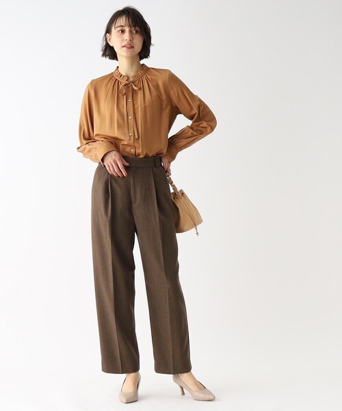 OPAQUE.CLIP（オペークドットクリップ）の「◆メランジツイルテーパードパンツ（その他パンツ・レディース・ブラック/ブラウン系その他/サンドベージュ・38/40/42/34/36）」の9枚目の写真