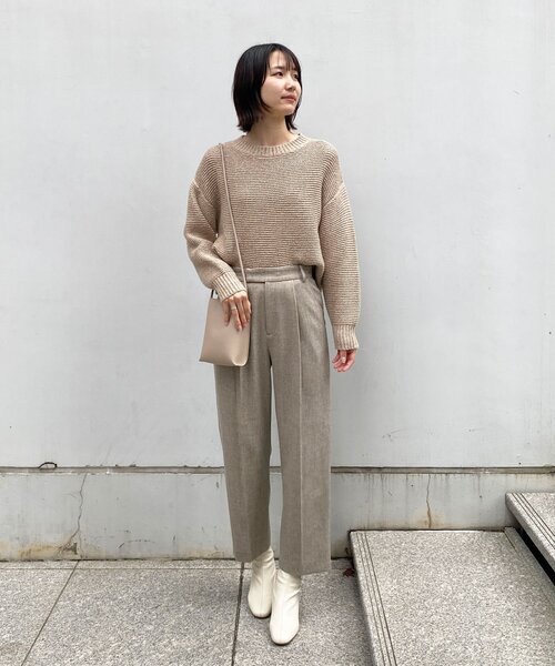 OPAQUE.CLIP（オペークドットクリップ）の「◆メランジツイルテーパードパンツ（その他パンツ・レディース・ブラック/ブラウン系その他/サンドベージュ・38/40/42/34/36）」の7枚目の写真