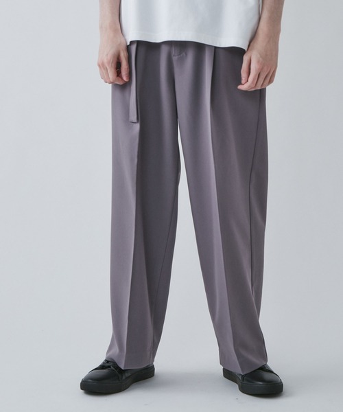 LUCY（ルーシー）の「LUCY/ベルト付きトロミワイドスラックス（スラックス・メンズ・ブラック/パープル系その他/グリーン系その他・LARGE/MEDIUM）」の3枚目の写真