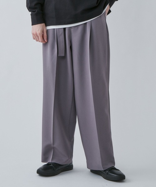 LUCY（ルーシー）の「LUCY/ベルト付きトロミワイドスラックス（スラックス・メンズ・ブラック/パープル系その他/グリーン系その他・LARGE/MEDIUM）」の9枚目の写真