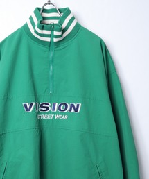 【VISION STREET WEAR】ビッグシルエット リブライン ハーフジップ ナイロンプルオーバー