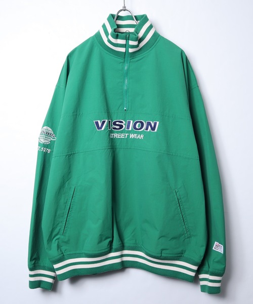 VISION STREET WEAR（ヴィジョンストリートウェア）の「【VISION STREET WEAR】ビッグシルエット リブライン ハーフジップ ナイロンプルオーバー（スウェット・レディース・グリーン/ネイビー/ブラック・LARGE/MEDIUM/X-LARGE）」の7枚目の写真