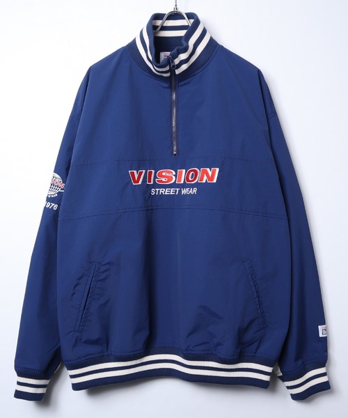 VISION STREET WEAR（ヴィジョンストリートウェア）の「【VISION STREET WEAR】ビッグシルエット リブライン ハーフジップ ナイロンプルオーバー（スウェット・レディース・グリーン/ネイビー/ブラック・LARGE/MEDIUM/X-LARGE）」の10枚目の写真