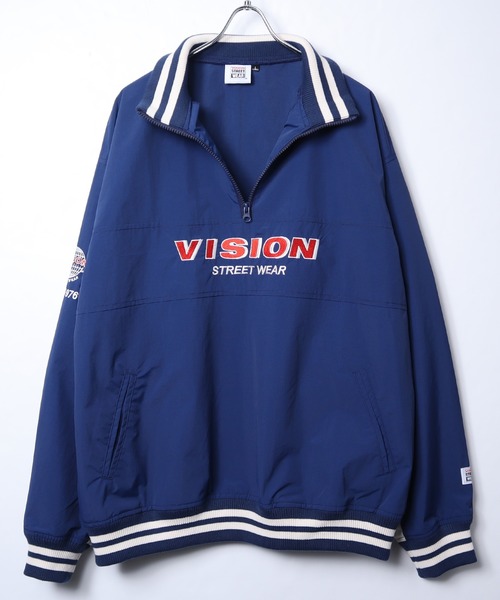 VISION STREET WEAR（ヴィジョンストリートウェア）の「【VISION STREET WEAR】ビッグシルエット リブライン ハーフジップ ナイロンプルオーバー（スウェット・レディース・グリーン/ネイビー/ブラック・LARGE/MEDIUM/X-LARGE）」の11枚目の写真