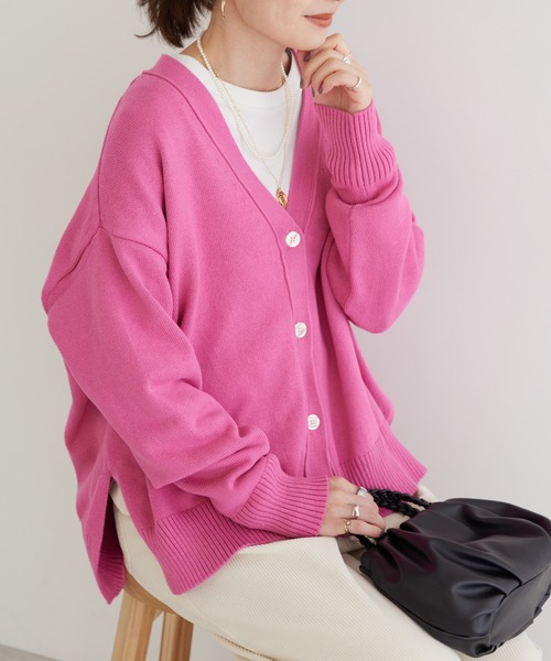 AMERICAN HOLIC(アメリカンホリック)の「ミドルゲージVネックニットカーディガン(カーディガン/ボレロ・レディース・ブルー系その他2/ライトグリーン/オフホワイト/ピンク/イエロー/ブルー・M/L)」の6枚目の写真