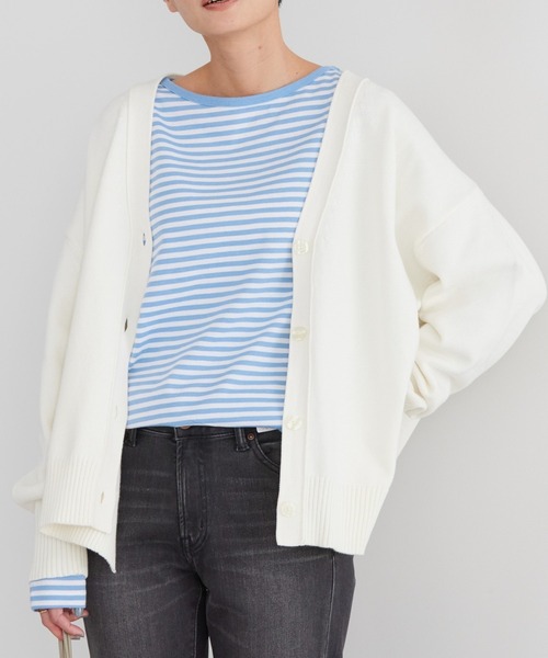 AMERICAN HOLIC(アメリカンホリック)の「ミドルゲージVネックニットカーディガン(カーディガン/ボレロ・レディース・ブルー系その他2/ライトグリーン/オフホワイト/ピンク/イエロー/ブルー・M/L)」の8枚目の写真