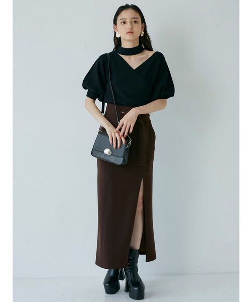 MURUA（ムルーア）の「ディープスリットペンシルスカート（スカート・レディース・ブラック/ブラウン/アイボリー/ブルー・2/1）」の12枚目の写真