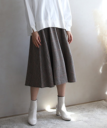 グレンチェックヘムデザインスカート