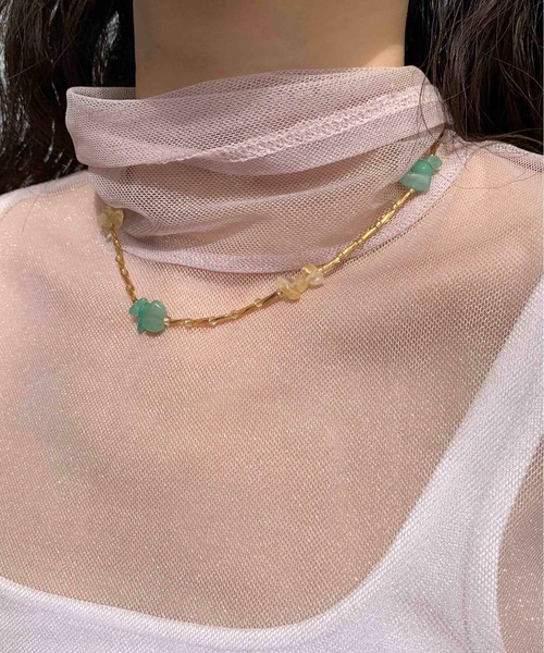 Casselini(キャセリーニ)の「Casselini(キャセリーニ)さざれネックレス(ネックレス・レディース・クリア/ブラック/グリーン・FREE)」の2枚目の写真