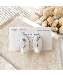 【S.coeuf】【S.coeuf】金属アレルギー対応イヤリング お花のオーバル×淡水パール(MA)