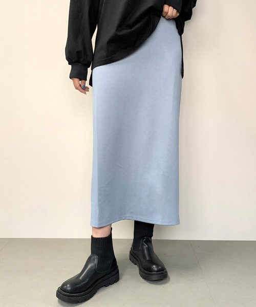 CRB（シーアールビー）の「ポンチIラインスカート（スカート・レディース・ライトパープル/ライム/グレイッシュベージュ/ブラック/サックスブルー・F）」の4枚目の写真