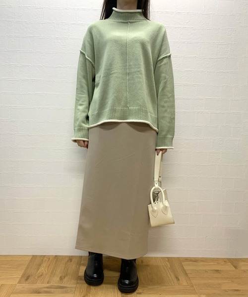 CRB（シーアールビー）の「ポンチIラインスカート（スカート・レディース・ライトパープル/ライム/グレイッシュベージュ/ブラック/サックスブルー・F）」の18枚目の写真