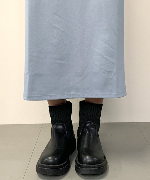CRB（シーアールビー）の「ポンチIラインスカート（スカート・レディース・ライトパープル/ライム/グレイッシュベージュ/ブラック/サックスブルー・F）」の9枚目の写真