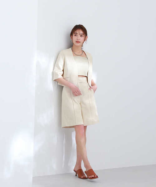 NATURAL BEAUTY BASIC(ナチュラルビューティーベーシック)の「◇ツイードショートジャケット(ノーカラージャケット・レディース・オフホワイト/ブルー・FREE)」の6枚目の写真