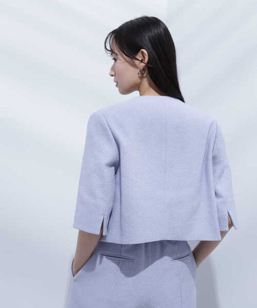 NATURAL BEAUTY BASIC(ナチュラルビューティーベーシック)の「◇ツイードショートジャケット(ノーカラージャケット・レディース・オフホワイト/ブルー・FREE)」の18枚目の写真