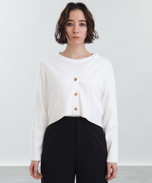 INDIVI（インディヴィ）の「◇【クロップド丈】針抜きショートV