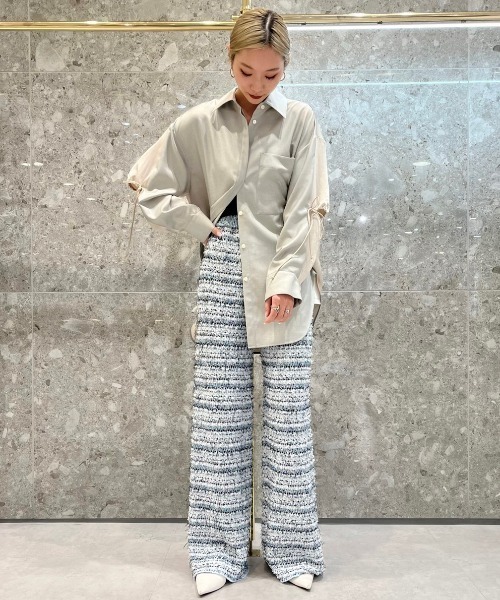 【新品タグ付き】LE CIEL BLEU ボイルフロントプレスシャツ アイボリー LE CIEL BLEU（ルシェルブルー）の「エルボーギャザーシャツ / Elbow